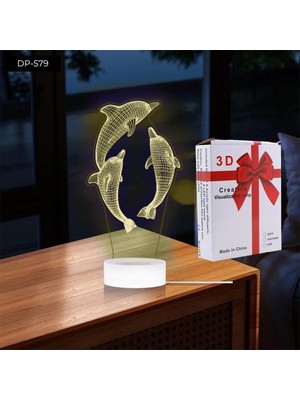 Hobilinka Dempower Yunus Şekilli Gece Lambası - Dekoratif 3D Görünümlü Estetik Aydınlatma