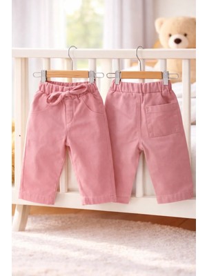 Tuffy Kız Çocuk Pembe Pantolon Lastikli Bel Rahat Kesim Günlük Çocuk Pantolonu