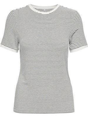 Only Siyah Kadın Normal Fit Çizgili T-Shirt Onltıne S/s O-Neck Top Jrs