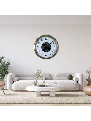 Hobilinka Vintage 60 cm Çarklı Modern Duvar Saati
