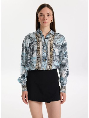 Just Cavalli Koyu Mavi Kadın Gömlek 78PAL2A6