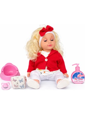 Toyx Altını Islatan Konuşan Bebek 35 cm – Su İçen Et Bebek, Lazımlık ve Bakım Setli Oyuncak Bebek