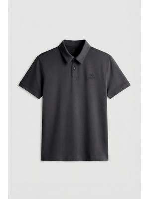 Tommy Life Antrasit Standart Kalıp Basic Polo Yaka Erkek T-Shirt - 87748