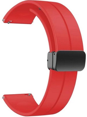 Gpack Fossil Sport Watch 43MM Kordon Kayış D-Buckle Mıknatıslı Silikon 22/jku Kırmızı