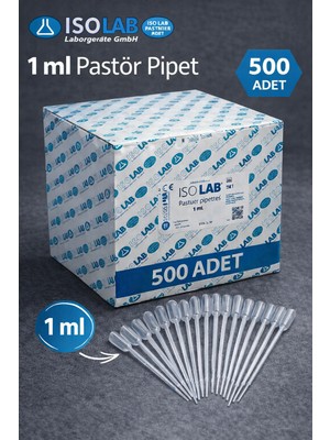 Isolab Plastik Damlalık -  Pastör Pipet  1 ml - 500 Adet / Kutu
