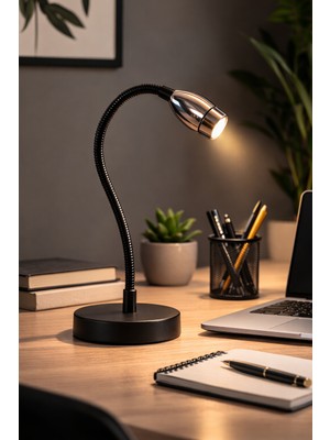 ARTILED Esnek Gövdeli LED Masa Lambası – Modern Siyah Okuma Lambası | Çalışma Masası ve Ofis Aydınlatması