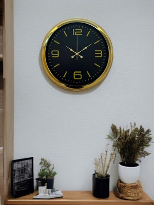 Hobilinka Gold Modern Rakamlı 40 cm Metal Duvar Saati