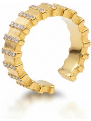 Tesbihane Sıralı Zirkon Taşlı Gold Renk Free Size Kişiye Özel Harf/isim Yazılı 925 Ayar Gümüş Kadın Yüzük