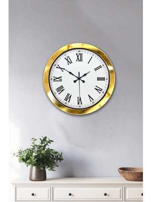 Hobilinka 36 cm Gold Metal Roma Rakamlı Duvar Saati