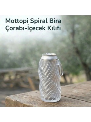 Mottopi Spiral Desenli Bira Kılıfı,Bira Çorabı,İçecek Kılıfı,Biranız Isınmasın Eliniz Soğumasın Gizli 500 ml Şişe Teneke Kılıfı Soğutucu-TRANSPARAN