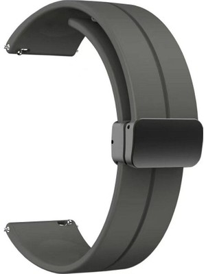 Gpack Fossil Sport Watch 43MM Kordon Kayış D-Buckle Mıknatıslı Silikon 22/jku Koyu Gri