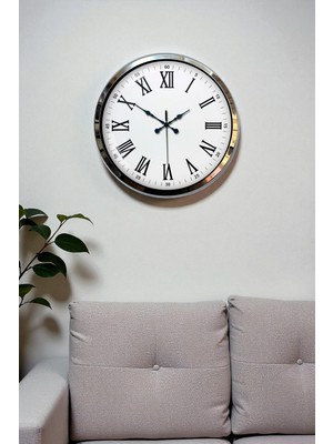 Hobilinka Krom Roma Rakamlı 40 cm Metal Modern Duvar Saati
