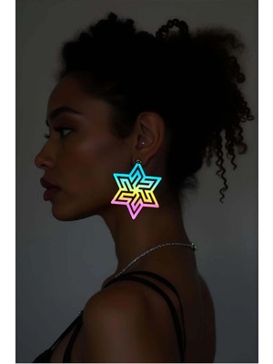 Hobilinka Rainbow Reflektörlü Soyut Yıldız Küpe, Şık Lazer Kesim Küpe - APBJ019