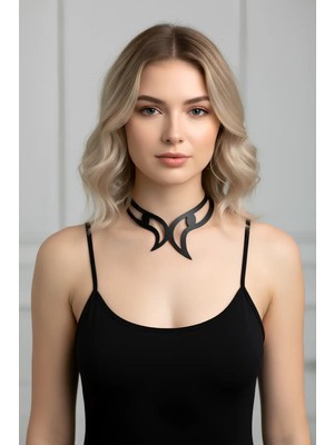Hobilinka Deri Choker, Göz Detaylı Choker Kolye - 1412