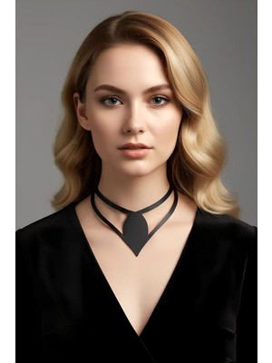 Hobilinka Damla Deri Choker, Deri Choker Kolye - 1411