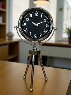 Hobilinka Silver Classic Tasarım Üç Ayaklı Metal Masa Saati