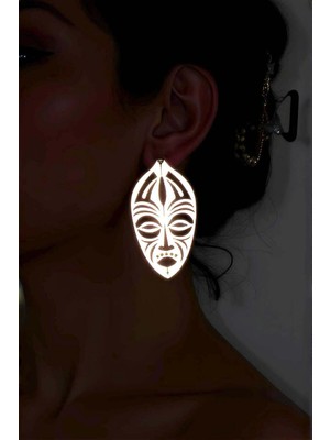 Hobilinka Beyaz Reflektörlü Etnik Yüz Küpe, Tarz Lazer Kesim Küpe - APBJ022