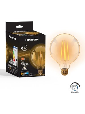 Panasonic  E27 Dim Edilebilir Filaman G95 Lamba 7W 630LM 2000K Gold