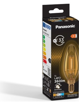 Panasonic  E14 Dim Edilebilir Filaman Lamba 4W 360LM 2000K Gold