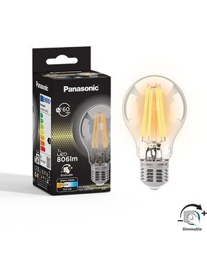 Panasonic  E27 Dim Edilebilir Filaman Lamba 7W 806LM 2700K Clear