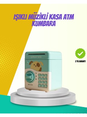 Hobilinka Atm Görünümlü Su Yeşili Otomatik Para Çeken Şifreli Kumbara
