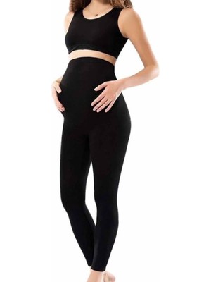 Hobilinka Kadın Siyah Penye Uzun Hamile Tayt - 3273A