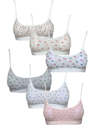 Hobilinka Pedli Ip Askılı Yarım Atlet Desenli Büstiyer 6 Lı Set 2
