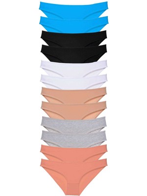 Hobilinka 12 Adet Eko Set Likralı Kadın Slip Külot Çok Renkli 4