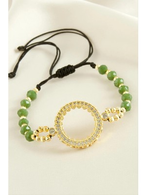 Hobilinka Çeyrek Altın Koyulabilir Kristal Taşlı Bileklik