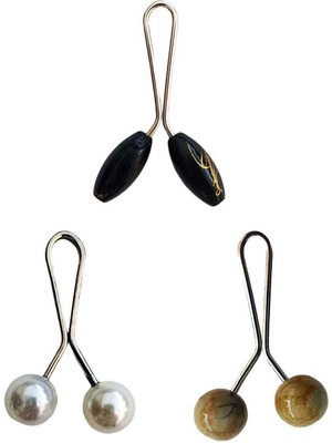 Hobilinka 3 Adet Tesettür Eşarp ve Şal Klipsi Inci Beyaz Hardal Siyah