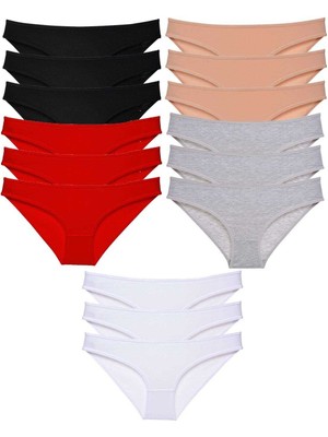 Hobilinka 15 Adet Eko Set Likralı Kadın Slip Külot Çok Renkli