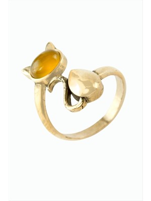 Hobilinka Kedi Doğaltaşlı Otantik Yüzük