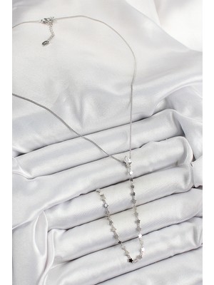 Hobilinka Pirinç Zirkon Taşlı Yıldız Figürlü Y Model Gümüş Renk Kadın Kolye