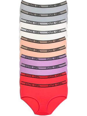 Hobilinka 10 Adet Yüksek Bel Kalın Lastikli Beli Yazılı Kadın Şort Külot