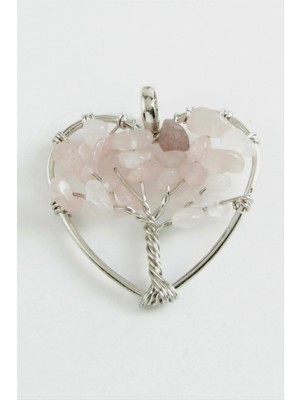 Hobilinka Pembe Kuvars Kalp Doğaltaş Kolye Ucu