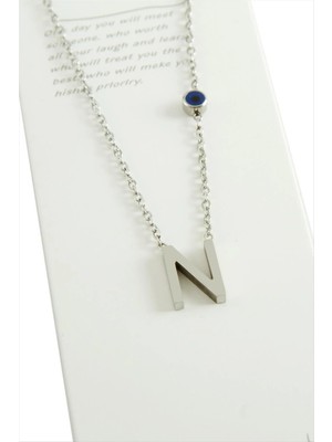 Hobilinka Gümüş Renkli Harfli Çelik Kolye