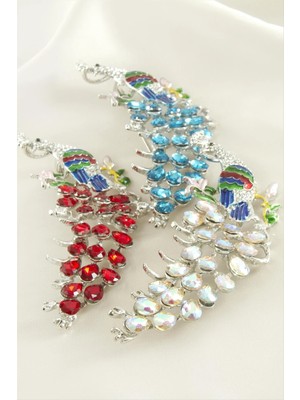 Hobilinka Tavus Kuşu Mineli Taşlı Broş