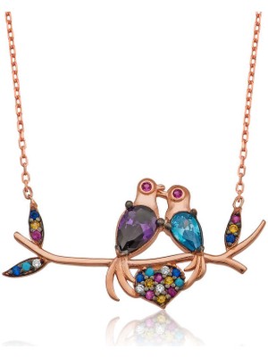 Hobilinka 925 Ayar Gümüş Aşık Kumru Kuşlar Kadın Gümüş Kolye PT2610862 (72)