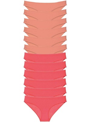 Hobilinka 12 Adet Eko Set Likralı Kadın Slip Külot Pudra Fuşya