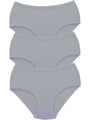 Hobilinka 3 Adet Tutku Kadın Yüksek Bel Bato Kalın Lastik Külot Gri