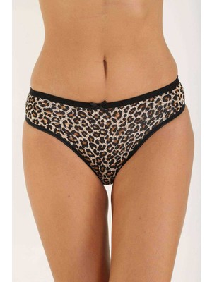 Hobilinka Leopar Desenli Likralı Yumuşak Dokulu Kadın Slip Külot