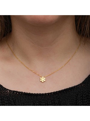 Hobilinka 925 Ayar Gümüş Gold Minimal Kar Tanesi Kadın Kolye T8658 (72)