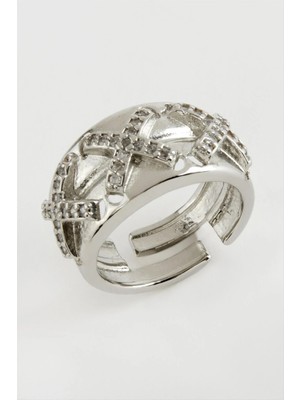 Hobilinka Çarpı Taşlı Metal Yüzük