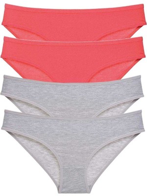 Hobilinka 4 Adet Süper Eko Set Likralı Kadın Slip Külot Fuşya Gri