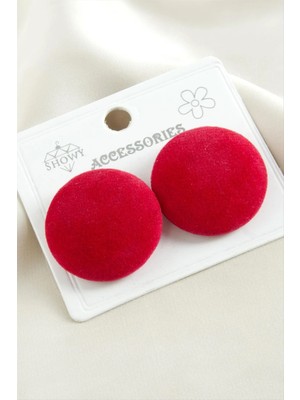 Hobilinka Düğme Süet Kumaş Küpe