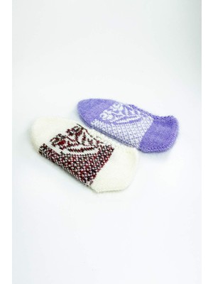 Hobilinka 2 Çift El Örgüsü Kışlık Şık Kadın Yün Patik Set 1