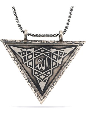 Hobilinka 925 Ayar Gümüş Üçgen Içi Açılabilen Muskalık Gümüş Kolye T6015 (72)