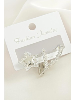 Hobilinka 3 Adet Yıldız Inci Zirkon Taşlı Küpe