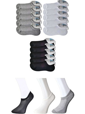 Hobilinka Siyah Gri ve Beyaz Erkek Görünmez Çorap 15 Çift