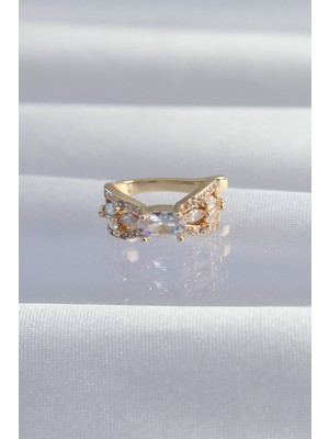 Hobilinka Pirinç Gold Renk Zirkon Taş Kaplama Earcuff Küpe